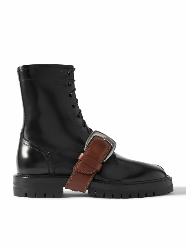 Photo: Maison Margiela - Tabi County Strap-Detailed Patent-Leather Boots - Black