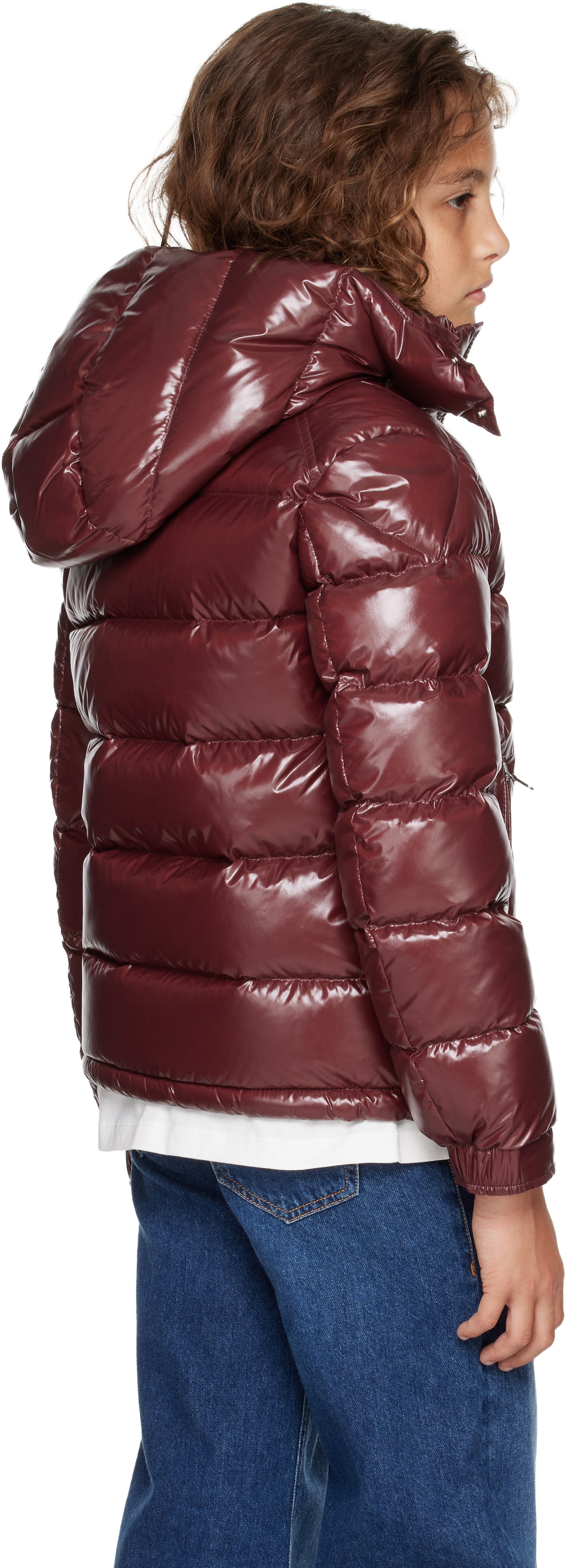 Moncler Enfant Big Kids Burgundy Maya Hooded Down Jacket Moncler