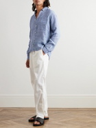 La Paz - Button-Down Collar Linen Shirt - Blue