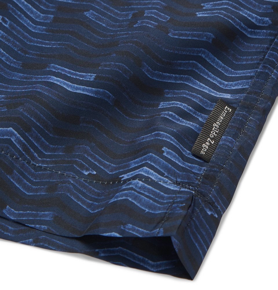 Ermenegildo Zegna - Mid-Length Printed Swim Shorts - Men - Navy