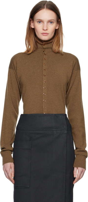 Photo: LEMAIRE Brown Buttoned Fitted Cardigan