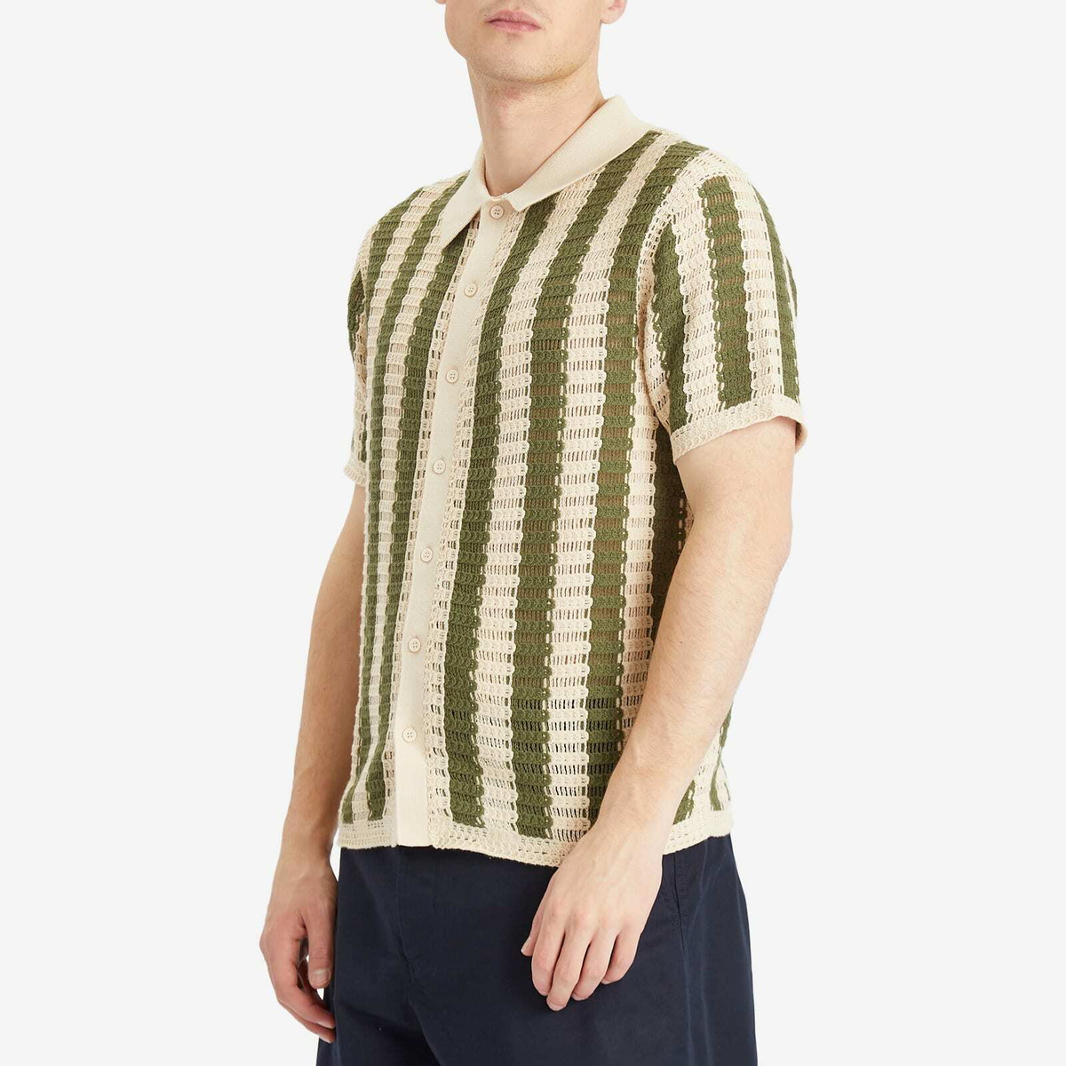 Percival Men's Barletta Knitted Shirt in Olive