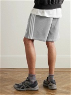 adidas Originals - Straight-Leg Logo-Embroidered Striped Cotton-Jersey Drawstring Shorts - Gray