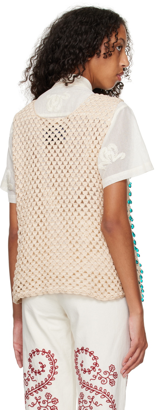 Bode Off-White Beaded Tank Top