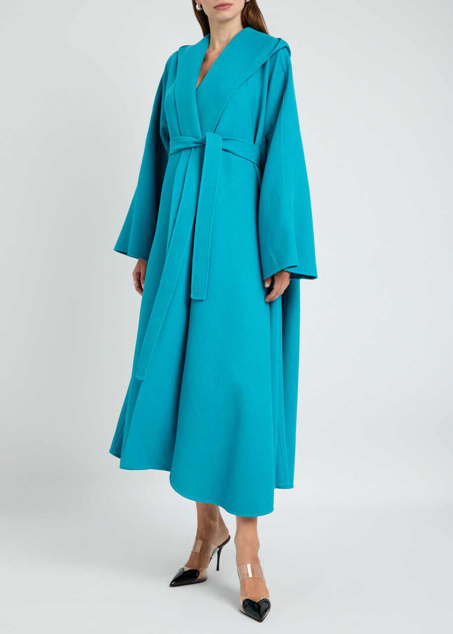 Alaïa Cape-effect Wool-blend Coat Turquoise