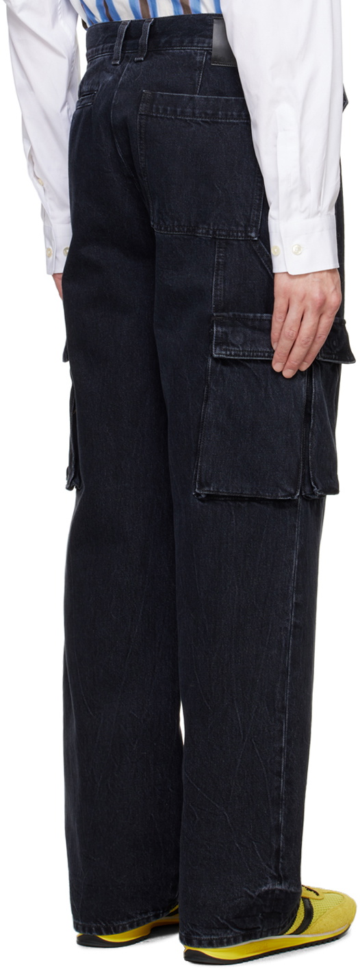le PÈRE Black Peek-A-Boo Denim Cargo Pants