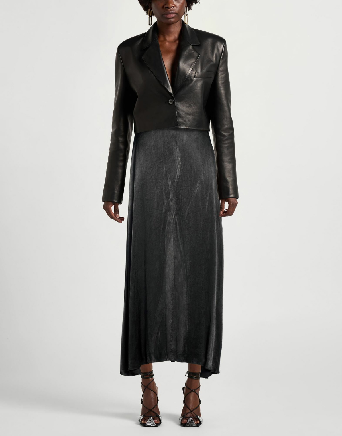 Manila Grace Womens Maxi skirt in Charcoal