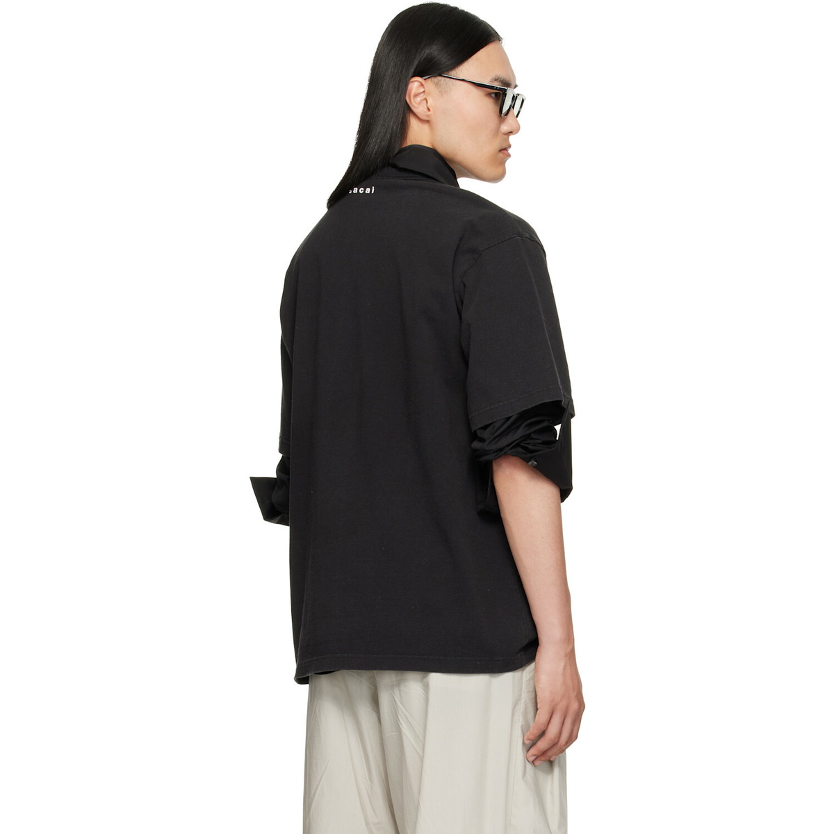 sacai Black Cotton Jersey T-shirt