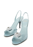 Valentino Garavani Coeur Royal 85 Embellished Satin Slingback Sandals Blue
