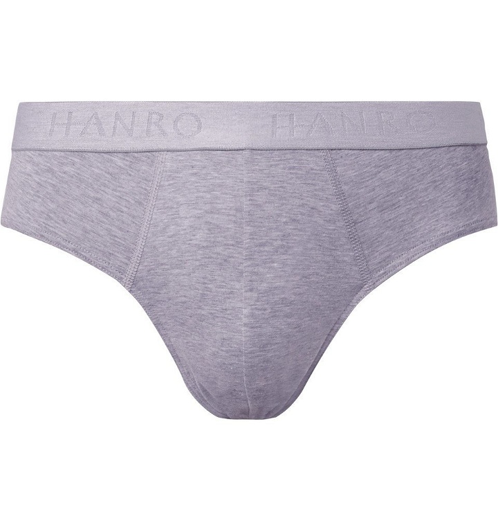 Photo: Hanro - Two-Pack Mélange Stretch-Cotton Briefs - Gray