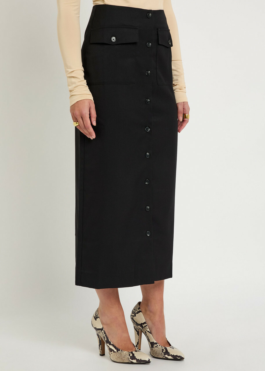 Reformation Britt Twill Midi Skirt Brown