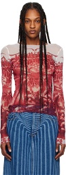 Jean Paul Gaultier Red & White 'The Diablo' Long Sleeve T-Shirt