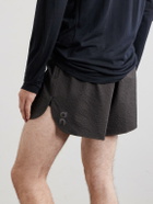 On - Performance Volt Crinkled-Jacquard Recycled-Shell Running Shorts - Brown