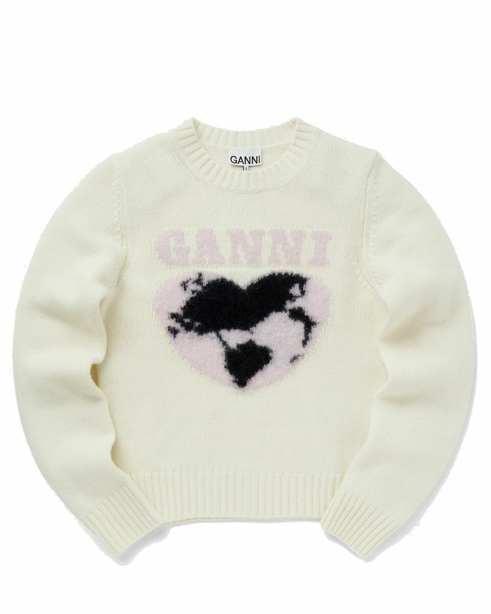 Photo: Ganni Graphic Soft Wool Mix O Neck Beige - Womens - Pullovers