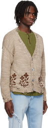 Kartik Research Beige Distressed Cardigan