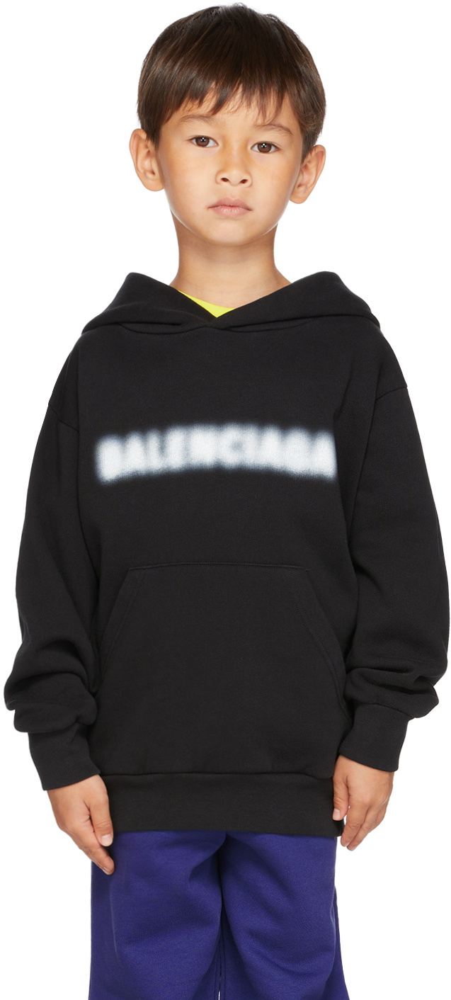 Balenciaga Kids Kids Black Blurry Hoodie Balenciaga Kids