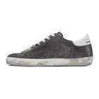 Golden Goose Grey and Blue Suede Superstar Sneakers