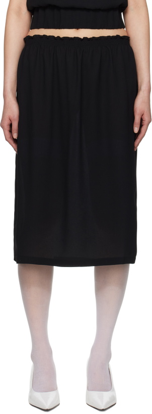 Photo: Ashley Williams Black Smocked-Waist Midi Skirt
