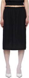 Ashley Williams Black Smocked-Waist Midi Skirt