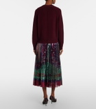La DoubleJ Accordian pleated sequined midi skirt