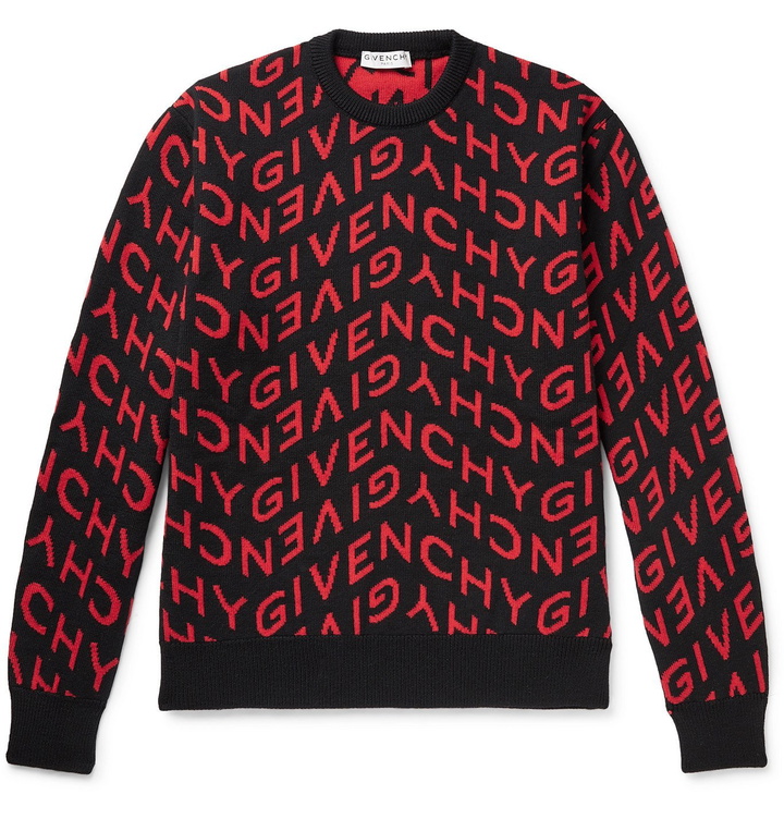 Photo: GIVENCHY - Logo-Jacquard Wool Sweater - Red