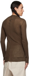 Rick Owens Brown Semi-Sheer Long Sleeve T-Shirt