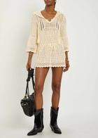 Isabel Marant étoile Zelnie Hooded Crochet-knit Mini Dress Ecru