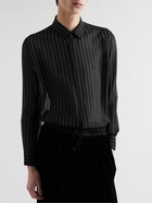 SAINT LAURENT - Pinstriped Silk-Georgette Shirt - Black