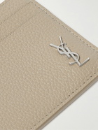 SAINT LAURENT - Logo-Appliquéd Pebble-Grain Leather Cardholder