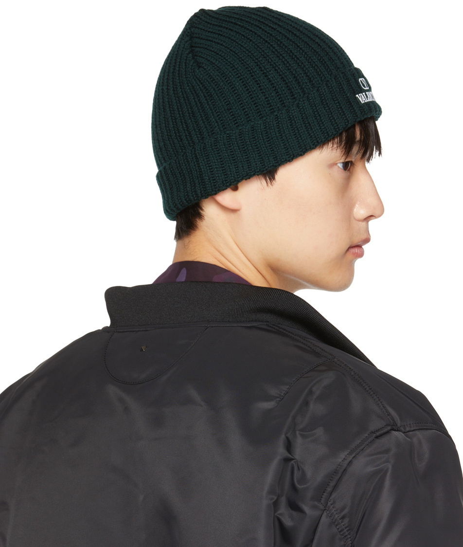 Valentino Garavani Green Logo Beanie
