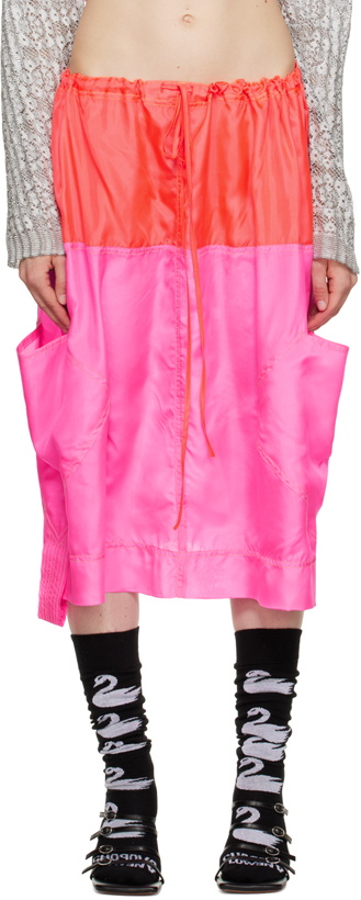 Photo: SC103 Pink Colorblocked Midi Skirt