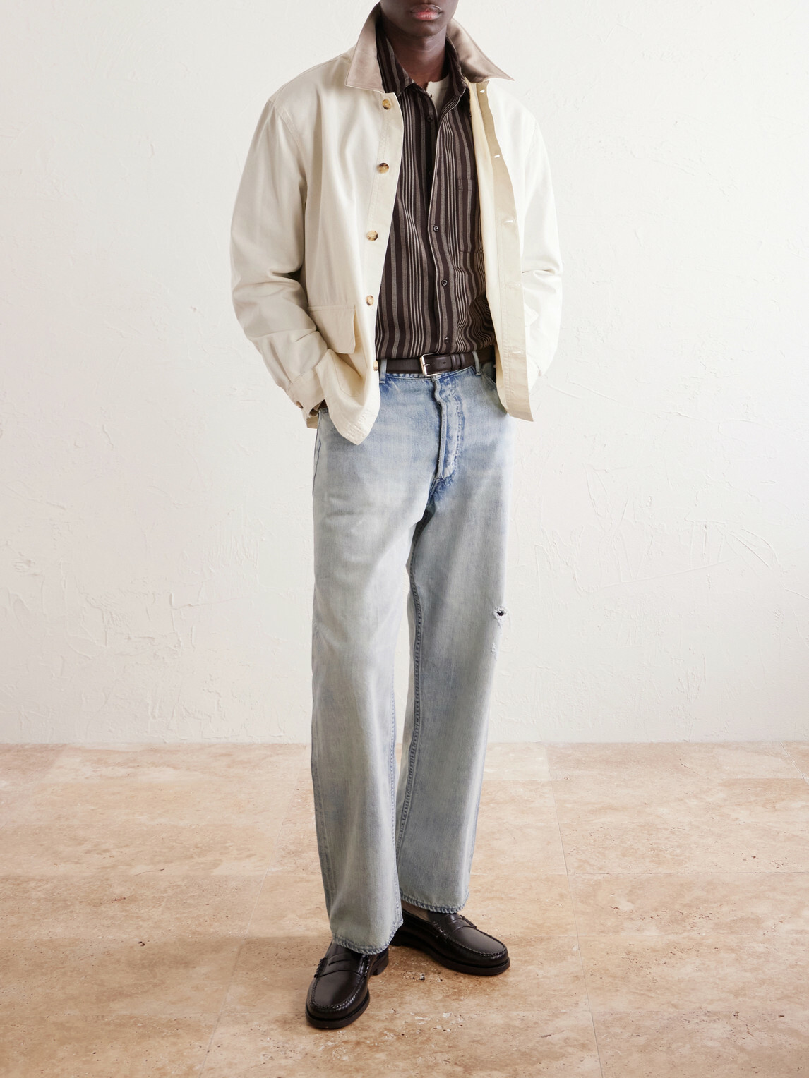 FRAME - Suede-Trimmed Cotton-Blend Jacket - White