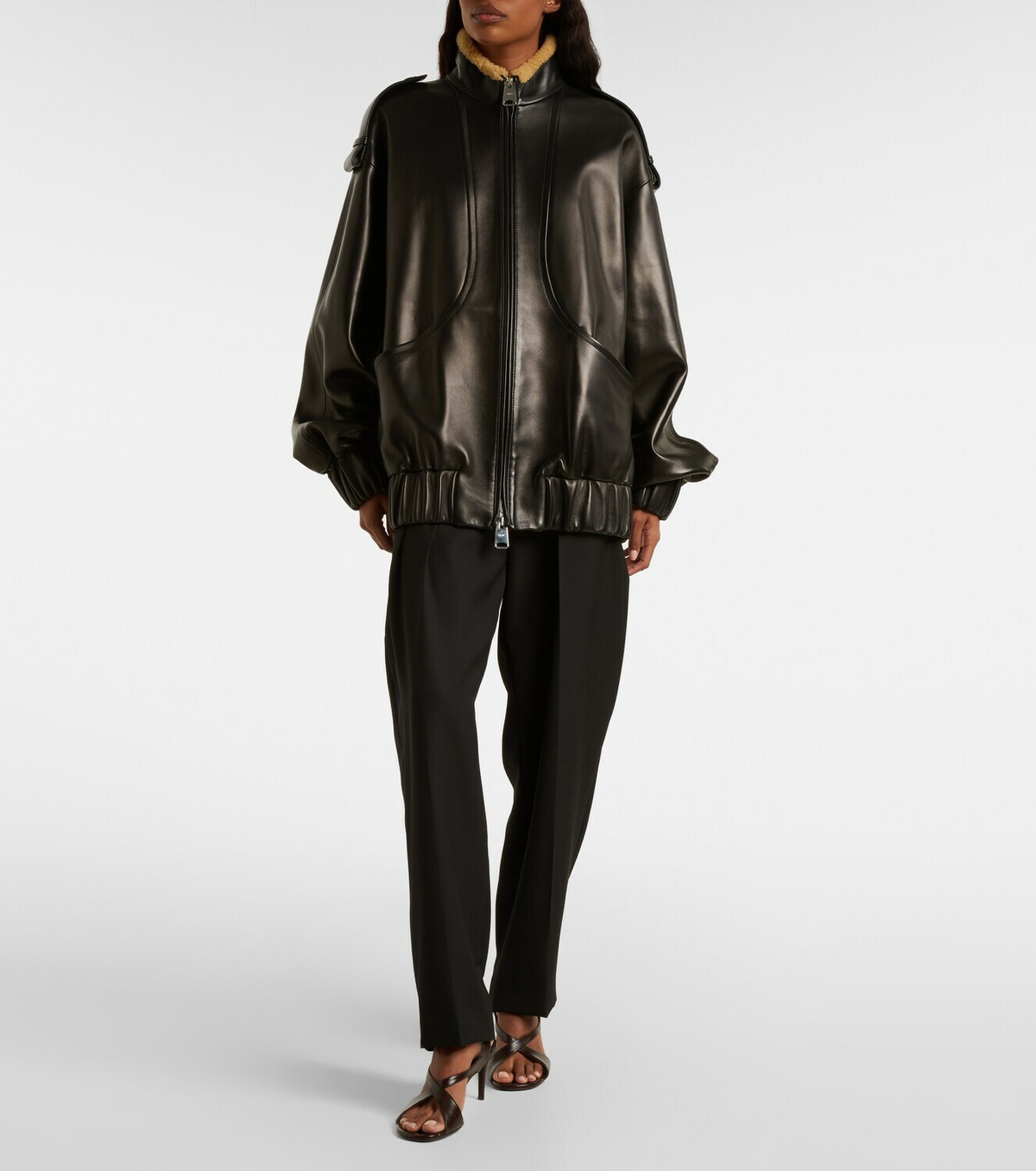 Khaite Sigi shearling-trimmed leather jacket