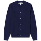 Comme des Garçons SHIRT Men's Knitted V-Neck Cardigan in Navy