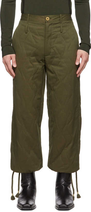 Photo: Dion Lee Khaki Wave Quilted Trousers