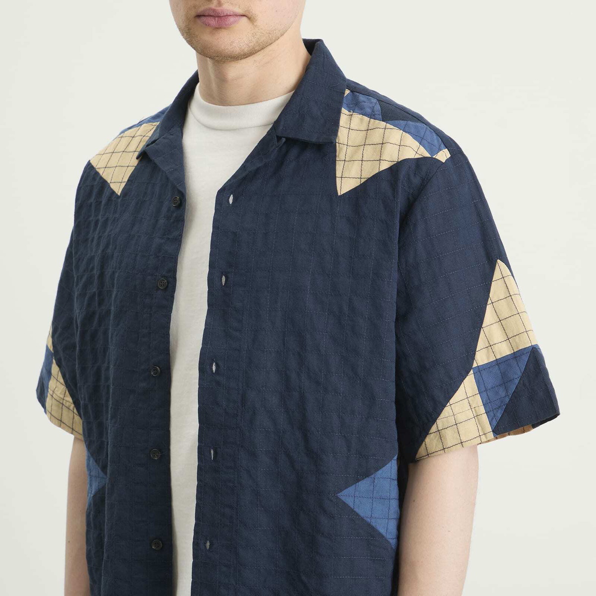 A.P.C. Men's Patchwork Shirt Jacket in Indigo
