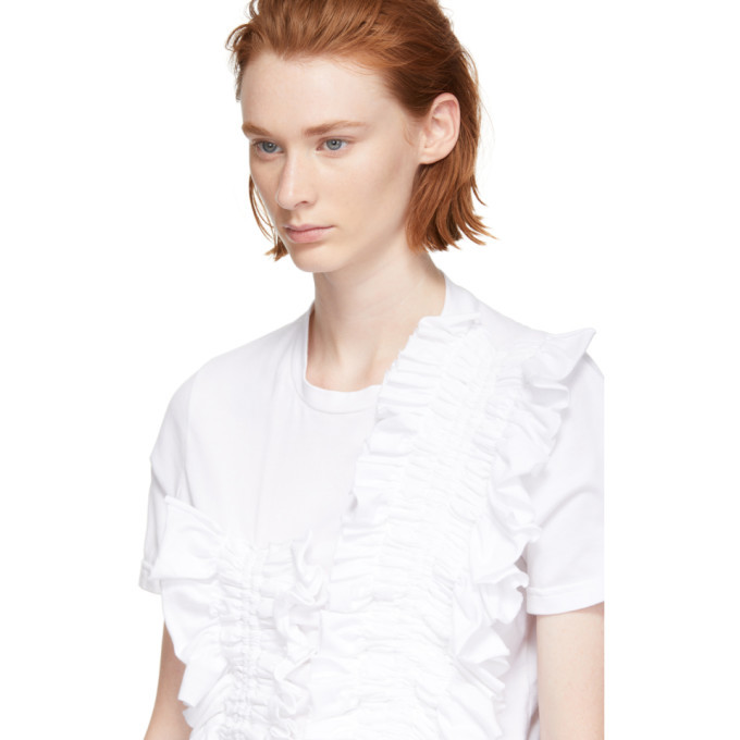 Chika Kisada White Shirred Panel T-Shirt