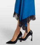 Stella McCartney Gathered lace-trimmed silk midi dress