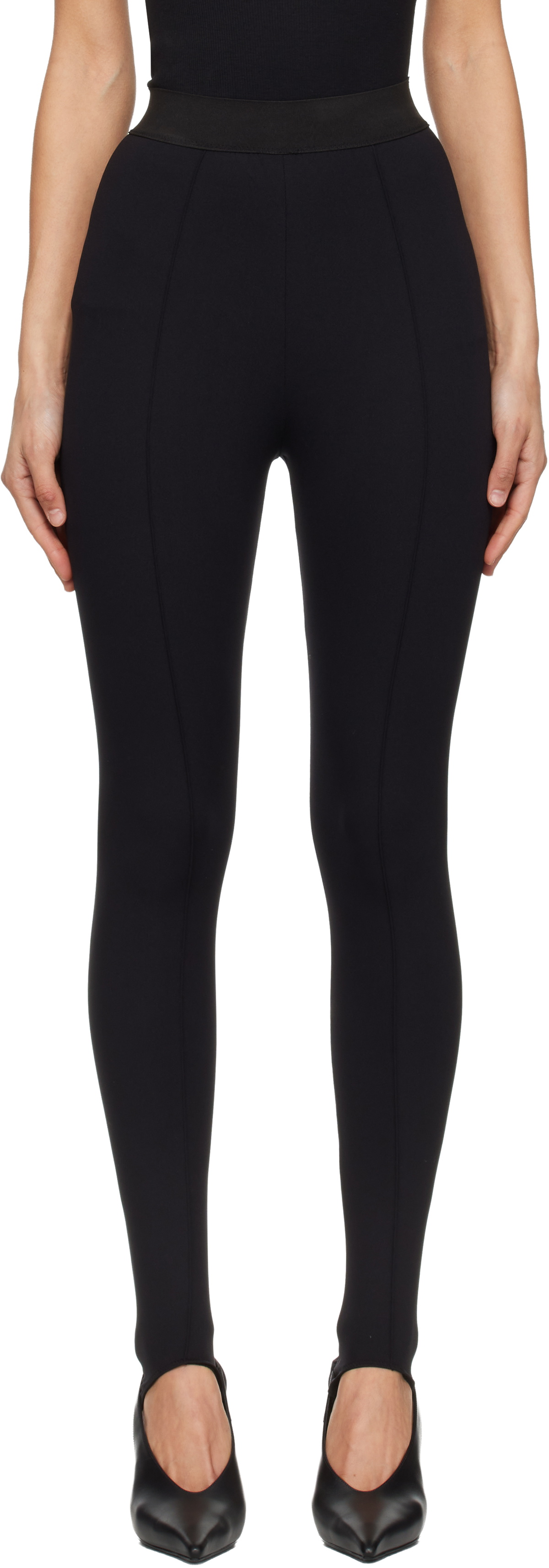 WARDROBE.NYC Black Opaque Stirrup Leggings