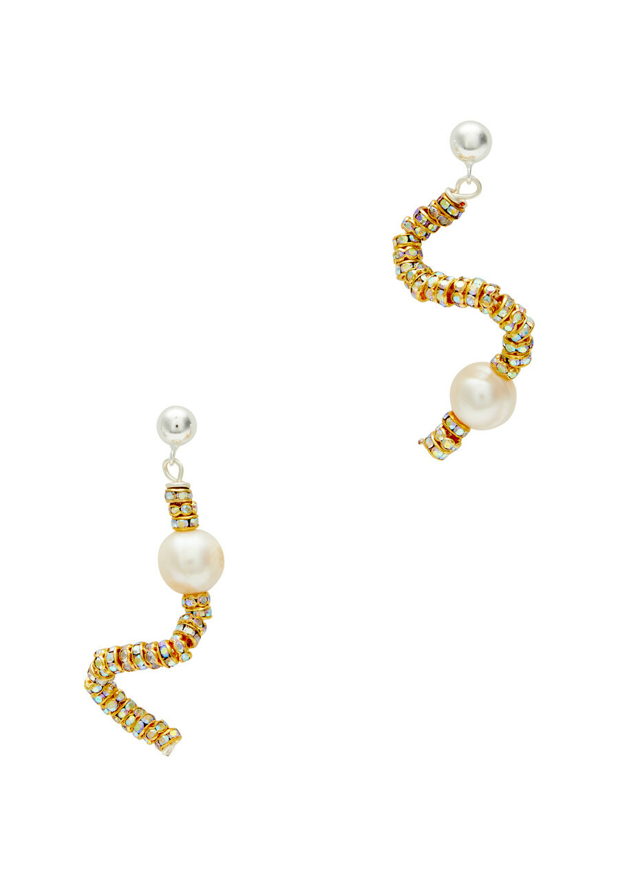 Pearl Octopuss.y Tiny Snakes Embellished Drop Earrings - Gold - One Size