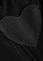 Blumarine Heart-appliquéd Tulle and Satin Midi Dress Black