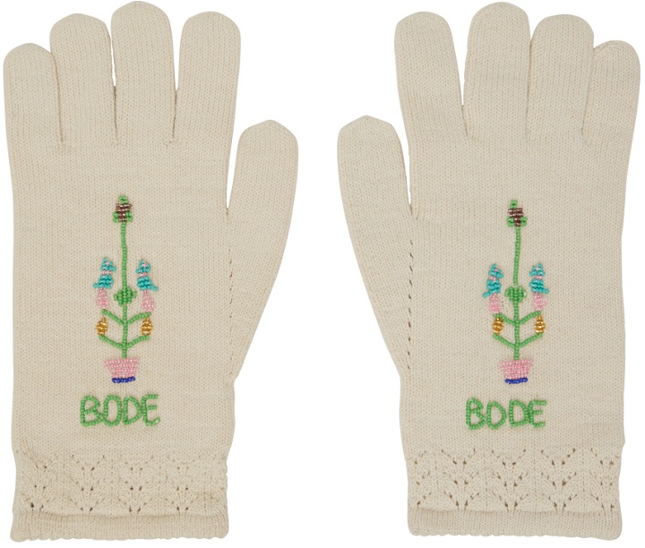 Photo: Bode Off-White Beaded Gloves