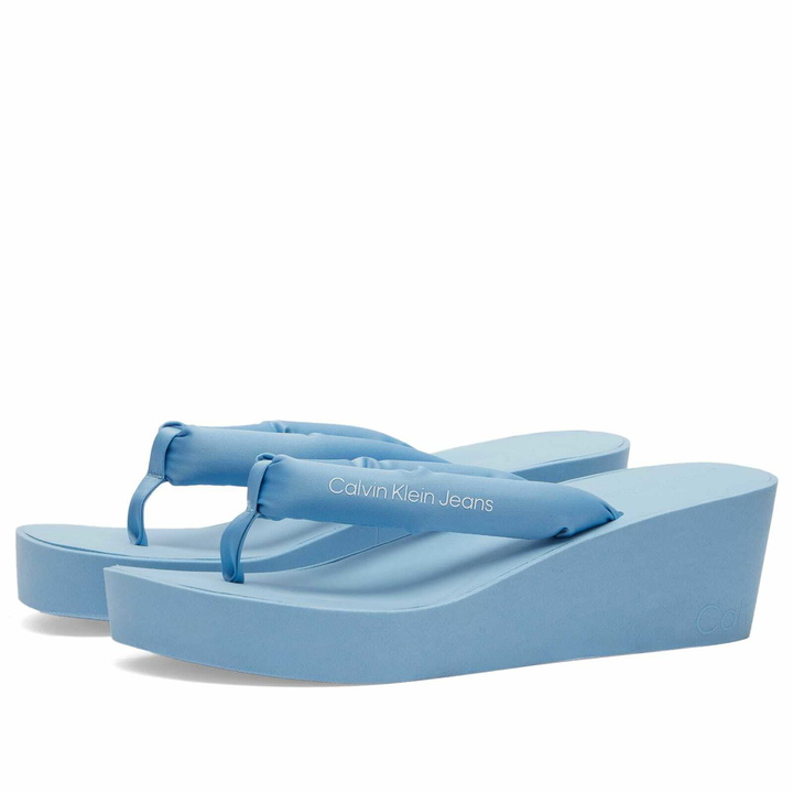 Photo: Calvin Klein Women's Padded Flip Flop in Dusk Blue/Bright White