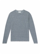 Officine Générale - Striped Cotton and Linen-Blend T-Shirt - Blue