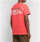 Helmut Lang - Pelvis Records Logo-Embroidered Printed Cotton-Jersey T-Shirt - Orange