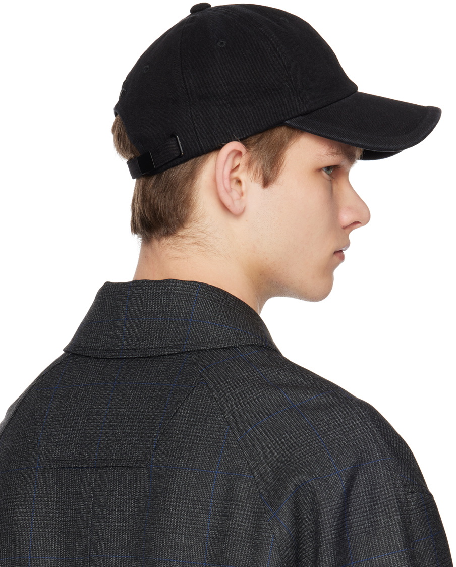 Juun.J Black Embroidered Cap