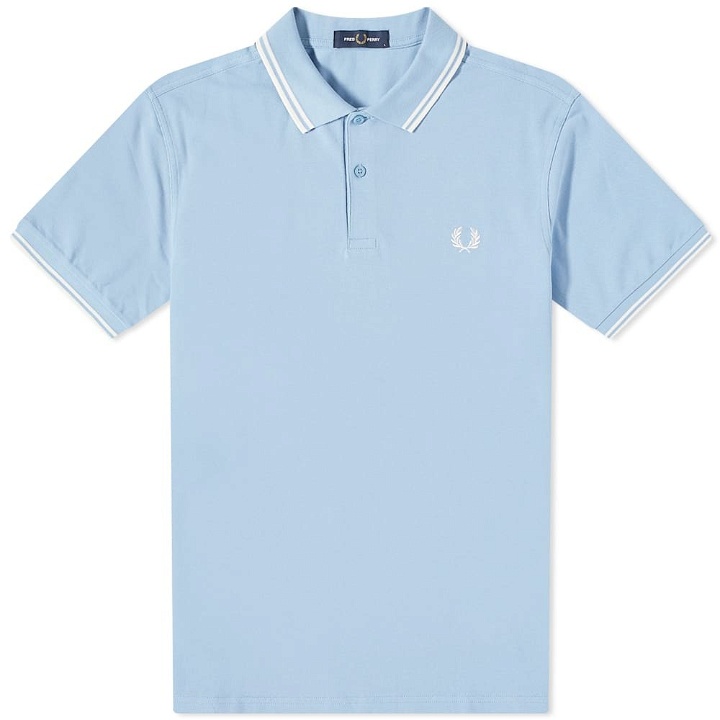 Photo: Fred Perry Authentic Men's Slim Fit Twin Tipped Polo Shirt in Sky/Snow