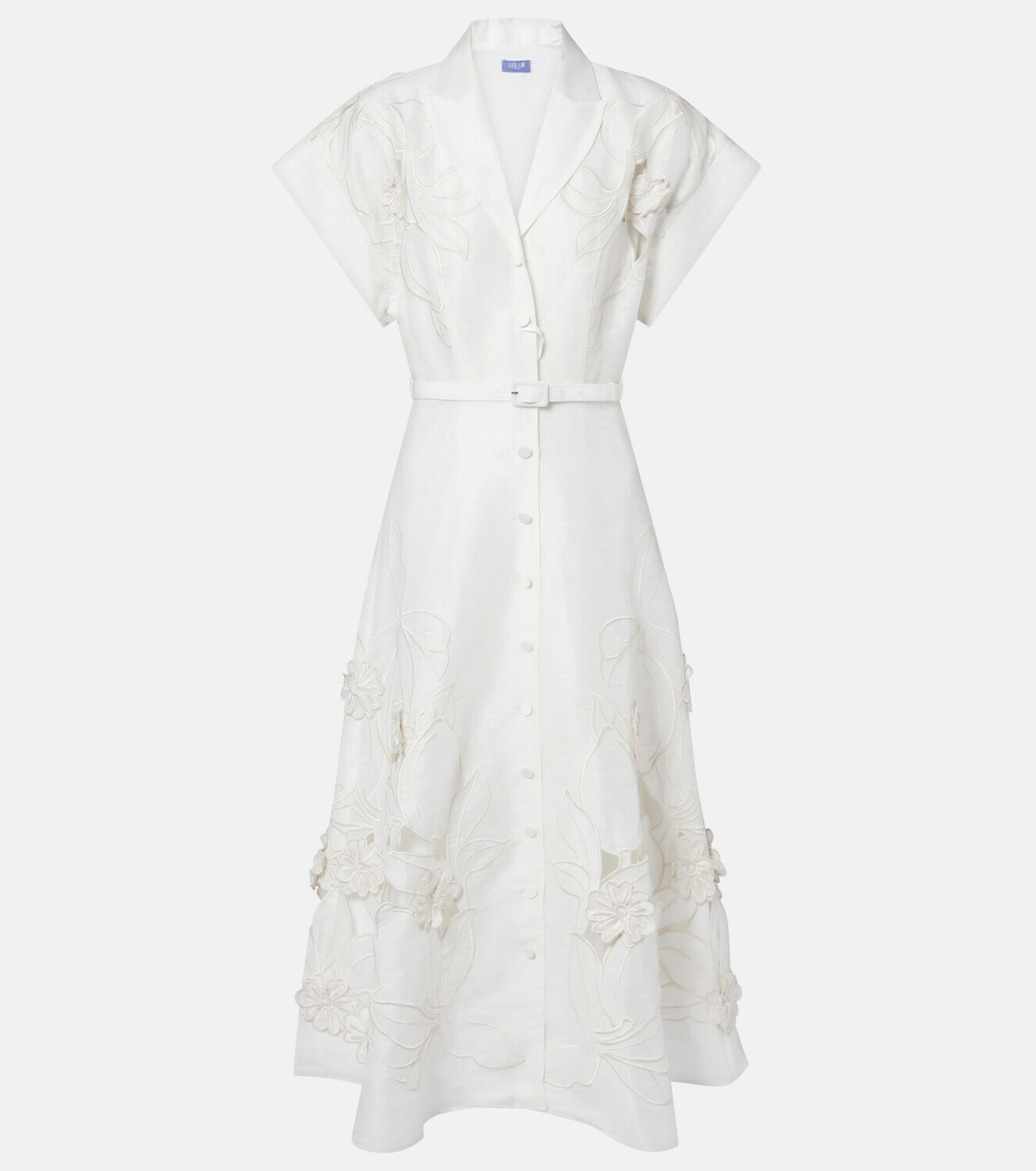 Leo Lin Aubrey floral-appliqué linen-blend shirt dress