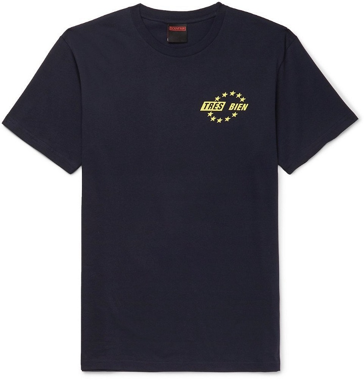 Photo: Très Bien - Souvenir Logo-Print Cotton-Jersey T-Shirt - Men - Navy