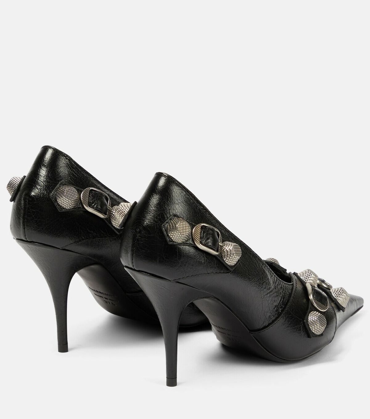 【関税・送料込み】Balenciaga Black Leather Cagole Pumps Balenciaga Black Leather Cagole Slingback Pumps Size 6.5/37